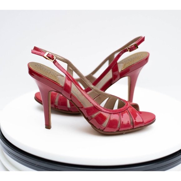 Cole Haan Shoes - Cole Haan with Air Size 6B Poppy Red Strappy Open Toe Slingback Heel Sandals
